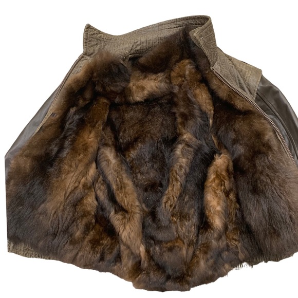 Alan Michaels Croco Embossed Bomber Leather Jacket with Possum Fur - Picture 4 of 16